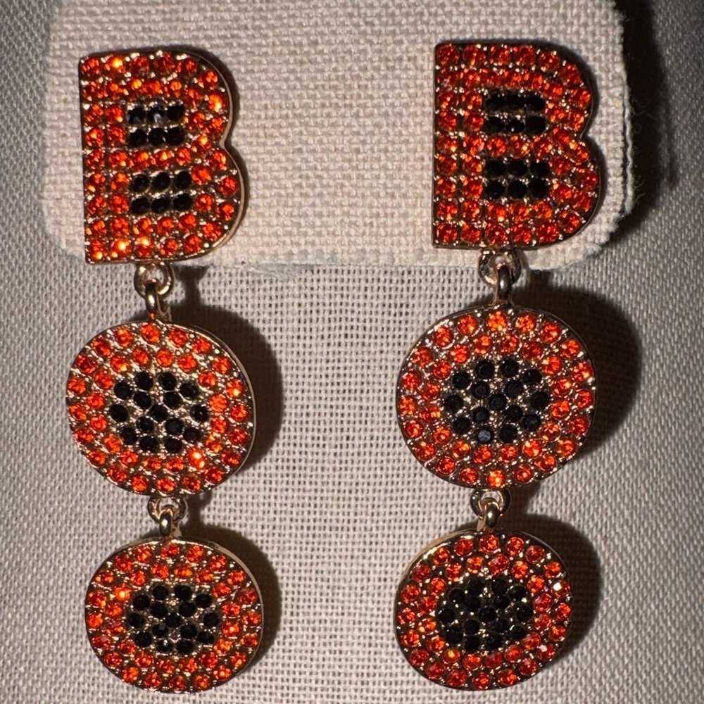 Boo Orange and Black Dangle Earrings
